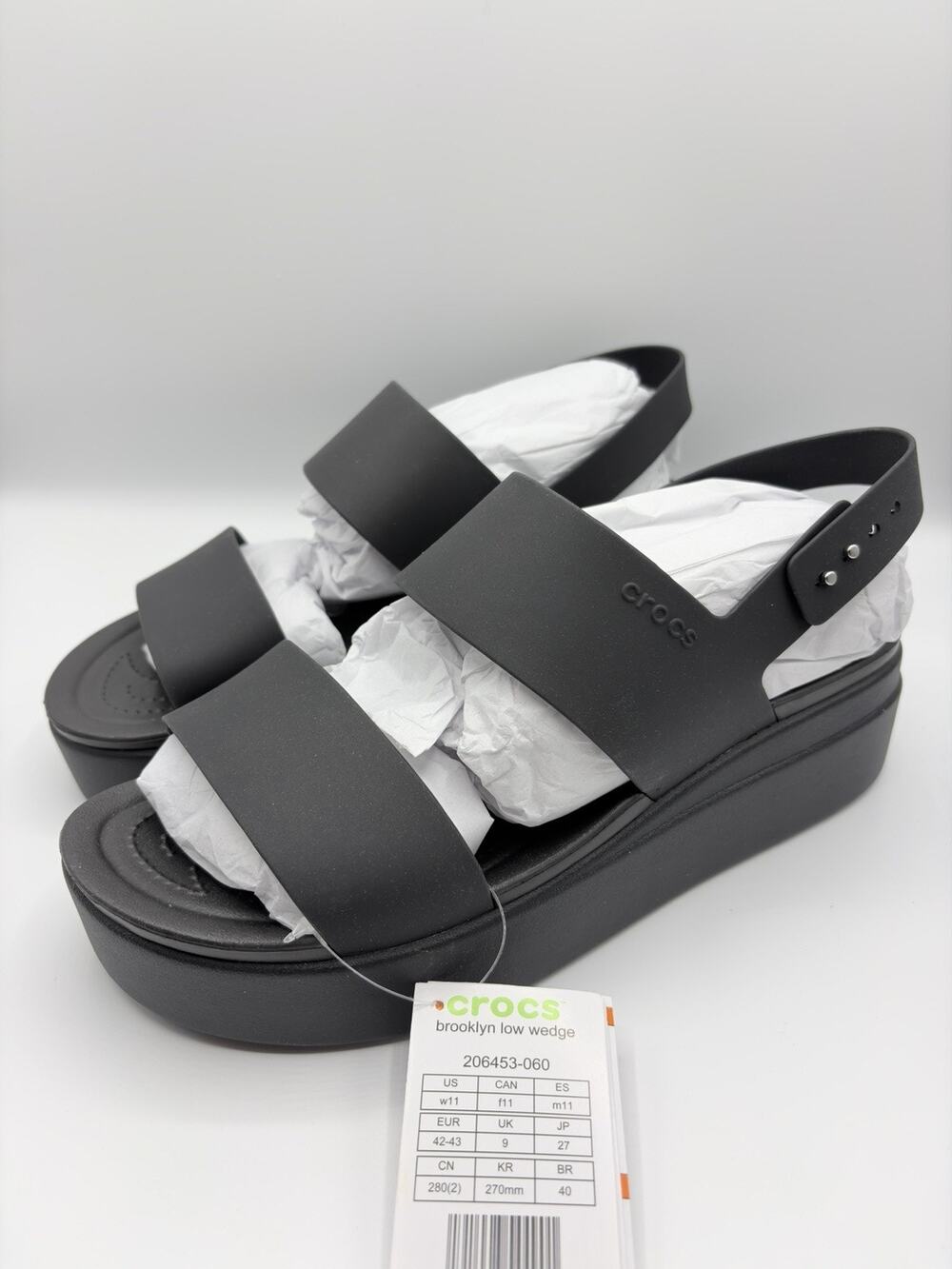 Crocs Brooklyn Low Wedge Platform Sandal Women’s Sz US 11 Black 206453 NWT